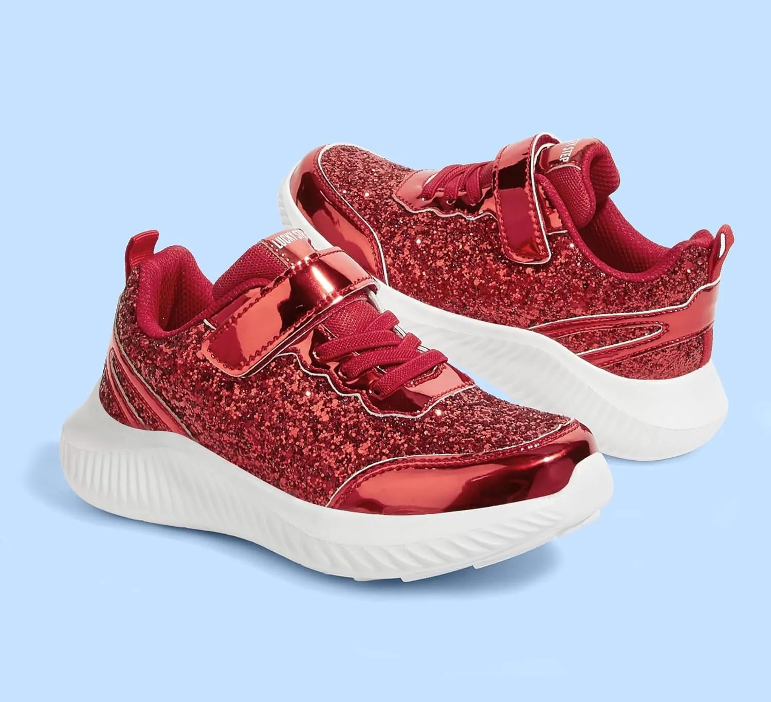 LUCKY STEP Kid's Glitter Fashion Sneakers Sparkly Princess Tennis Bling Shiny Sequins Athletic Walking School Shoes for Children/Boys/Girls
