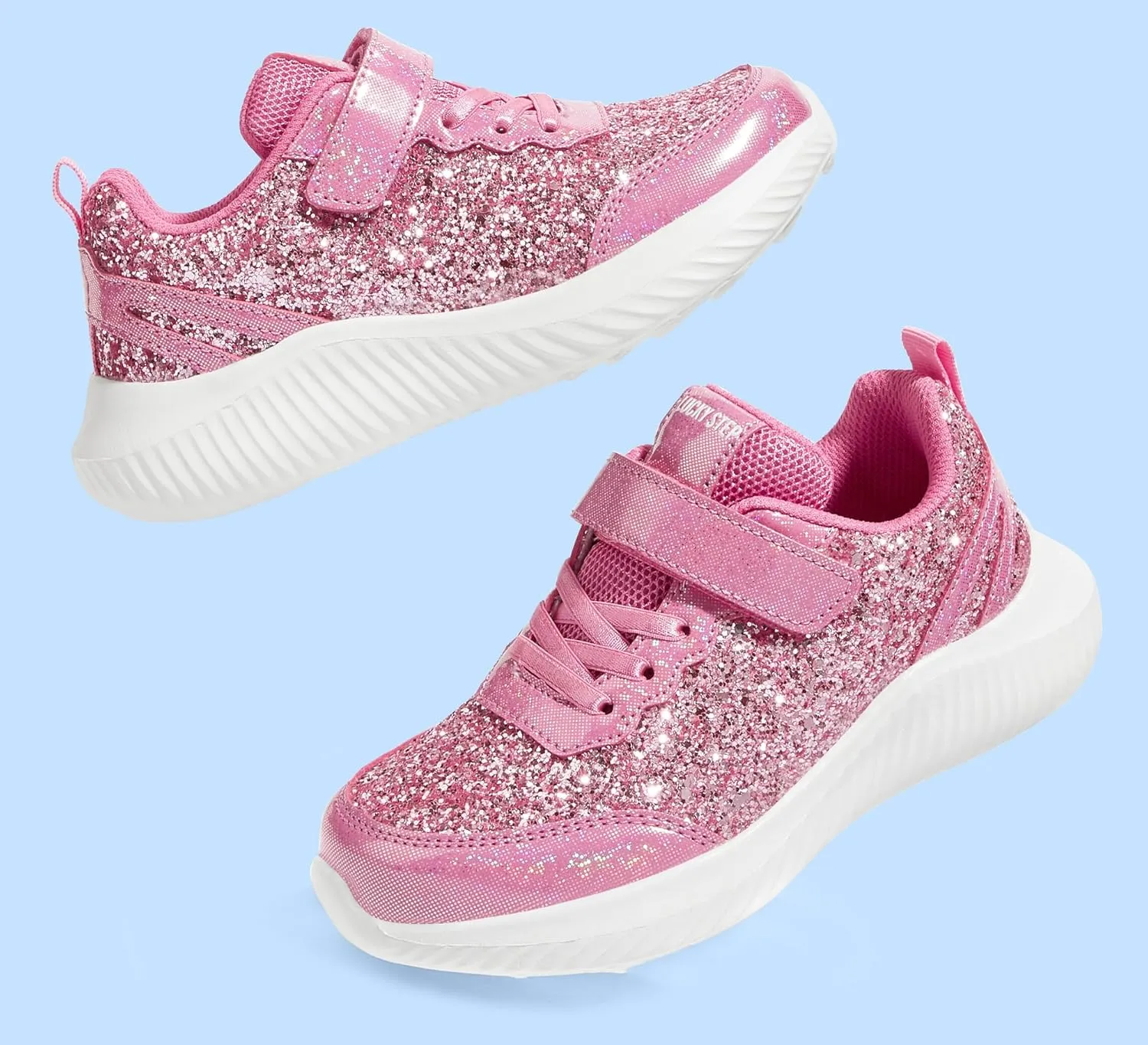 LUCKY STEP Kid's Glitter Fashion Sneakers Sparkly Princess Tennis Bling Shiny Sequins Athletic Walking School Shoes for Children/Boys/Girls