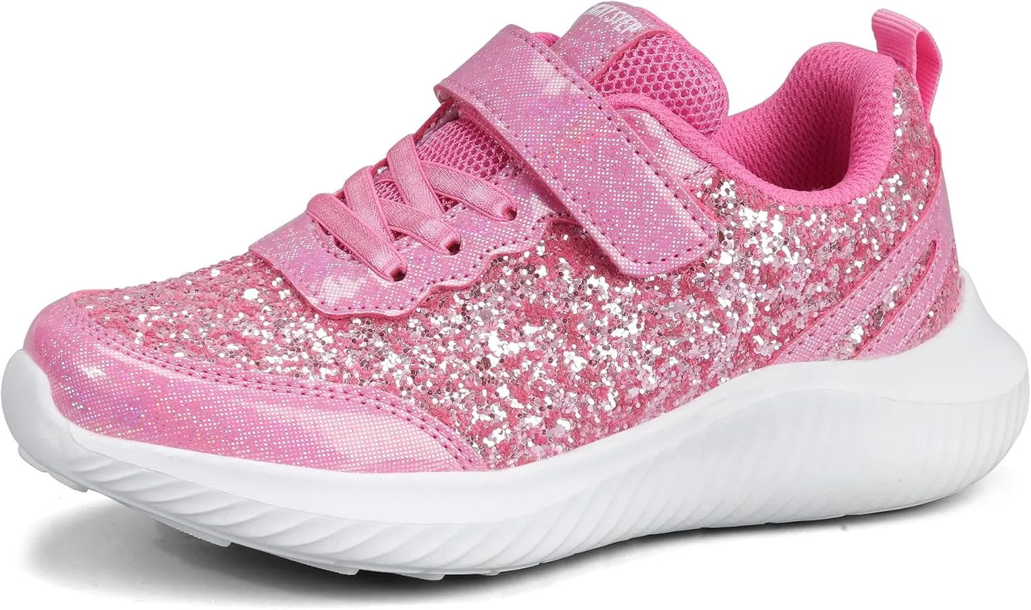 LUCKY STEP Kid's Glitter Fashion Sneakers Sparkly Princess Tennis Bling Shiny Sequins Athletic Walking School Shoes for Children/Boys/Girls
