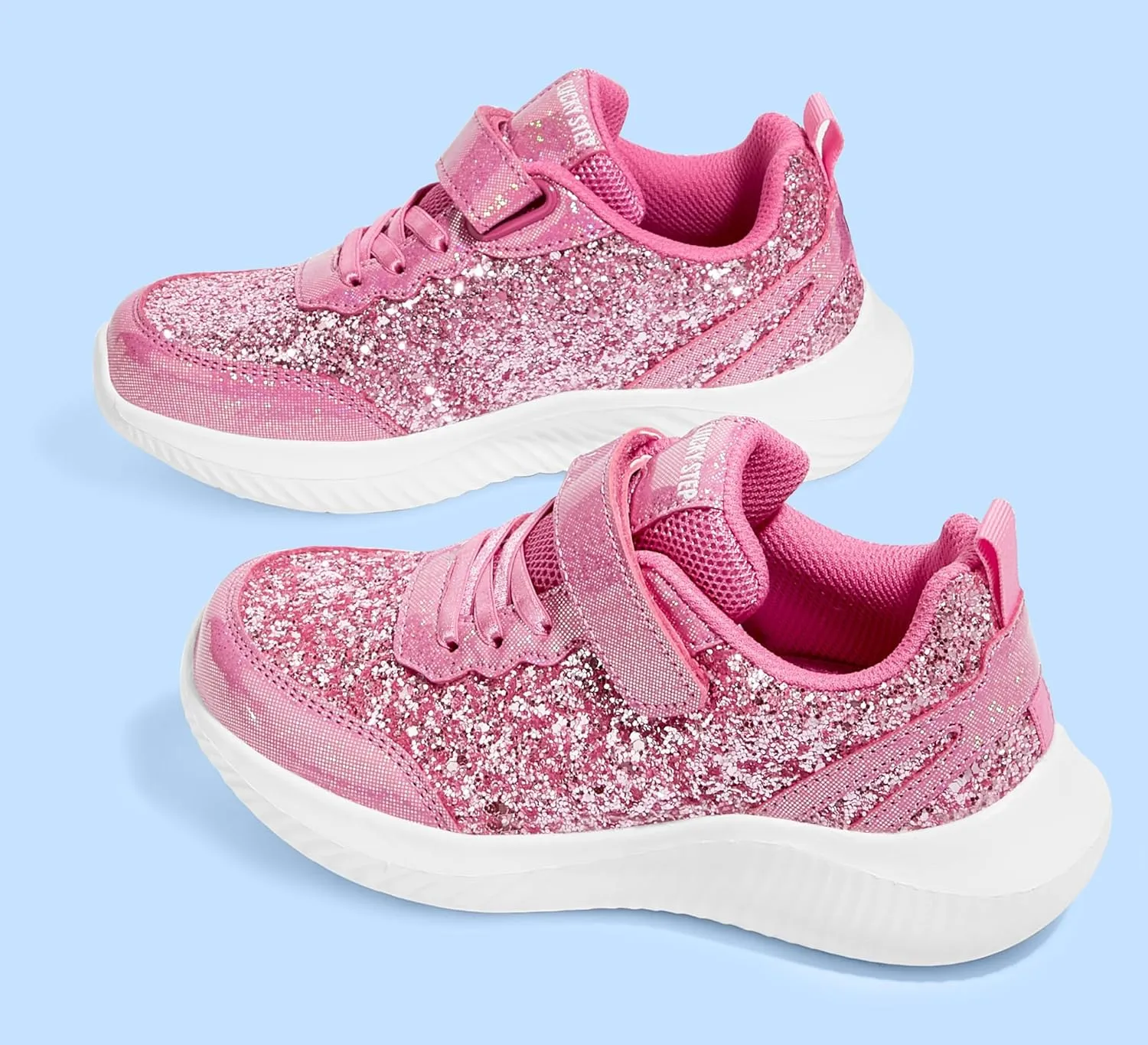 LUCKY STEP Kid's Glitter Fashion Sneakers Sparkly Princess Tennis Bling Shiny Sequins Athletic Walking School Shoes for Children/Boys/Girls