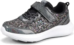 LUCKY STEP Kid's Glitter Fashion Sneakers Sparkly Princess Tennis Bling Shiny Sequins Athletic Walking School Shoes for Children/Boys/Girls