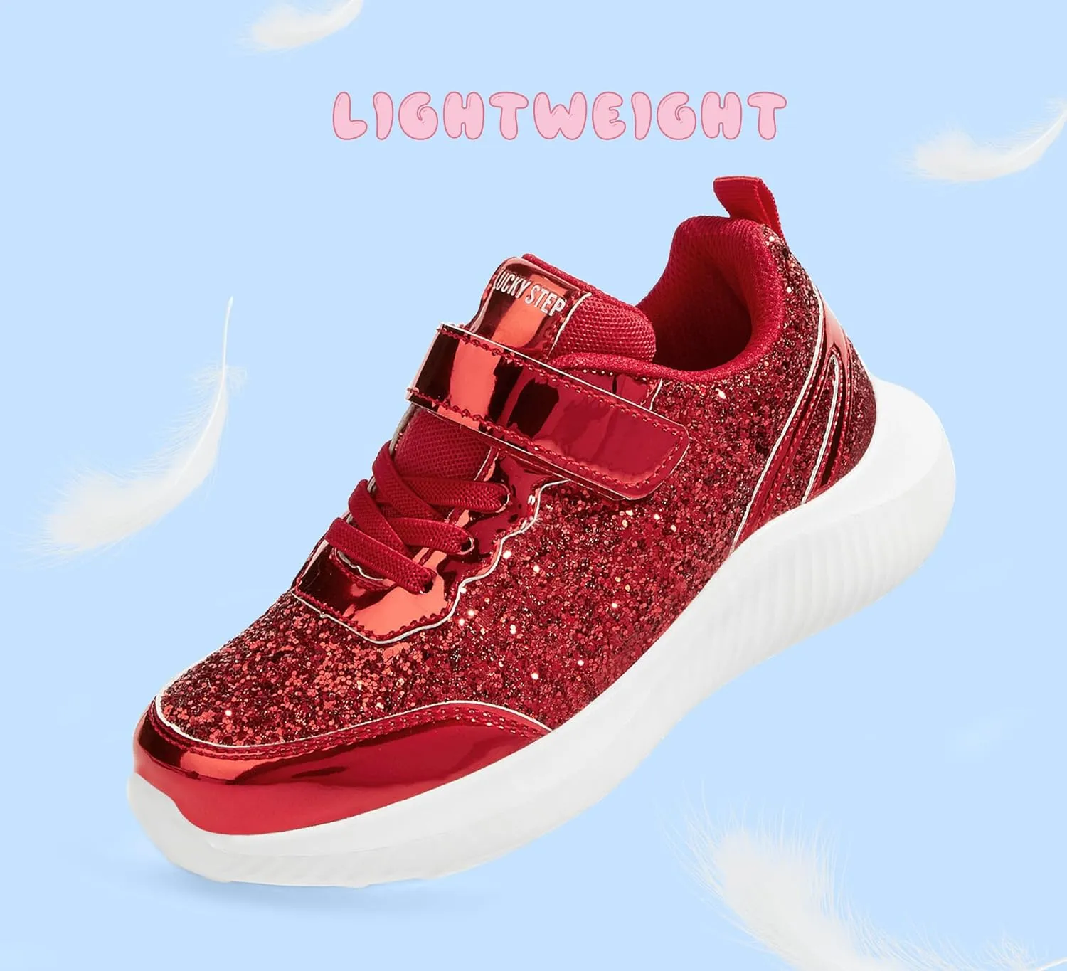 LUCKY STEP Kid's Glitter Fashion Sneakers Sparkly Princess Tennis Bling Shiny Sequins Athletic Walking School Shoes for Children/Boys/Girls