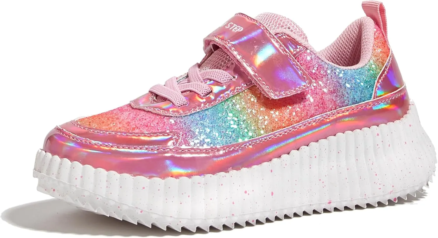 LUCKY STEP Kid's Glitter Running Sneaker Sparkly Braided Shiny Bling Princess Shoes School Athletic Walking Shoes for Children/Boys/Girls