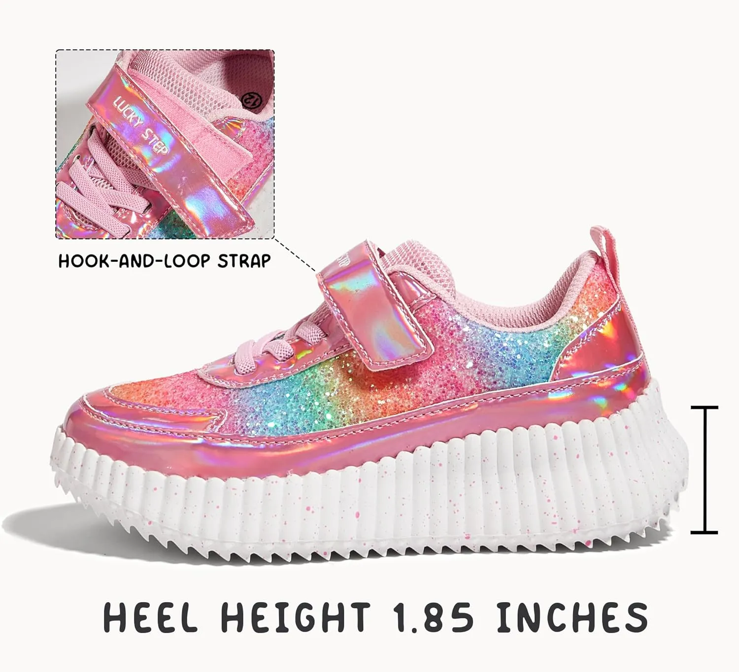 LUCKY STEP Kid's Glitter Running Sneaker Sparkly Braided Shiny Bling Princess Shoes School Athletic Walking Shoes for Children/Boys/Girls