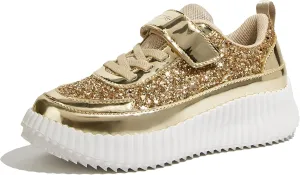 LUCKY STEP Kid's Glitter Running Sneaker Sparkly Braided Shiny Bling Princess Shoes School Athletic Walking Shoes for Children/Boys/Girls