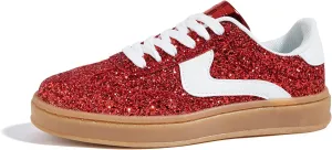 LUCKY STEP Women's Glitter Sneakers Fashion Retro Casual Sparkly Bling Shiny Dressy Bedazzled Bridal Wedding Anti Slip Walking Shoes