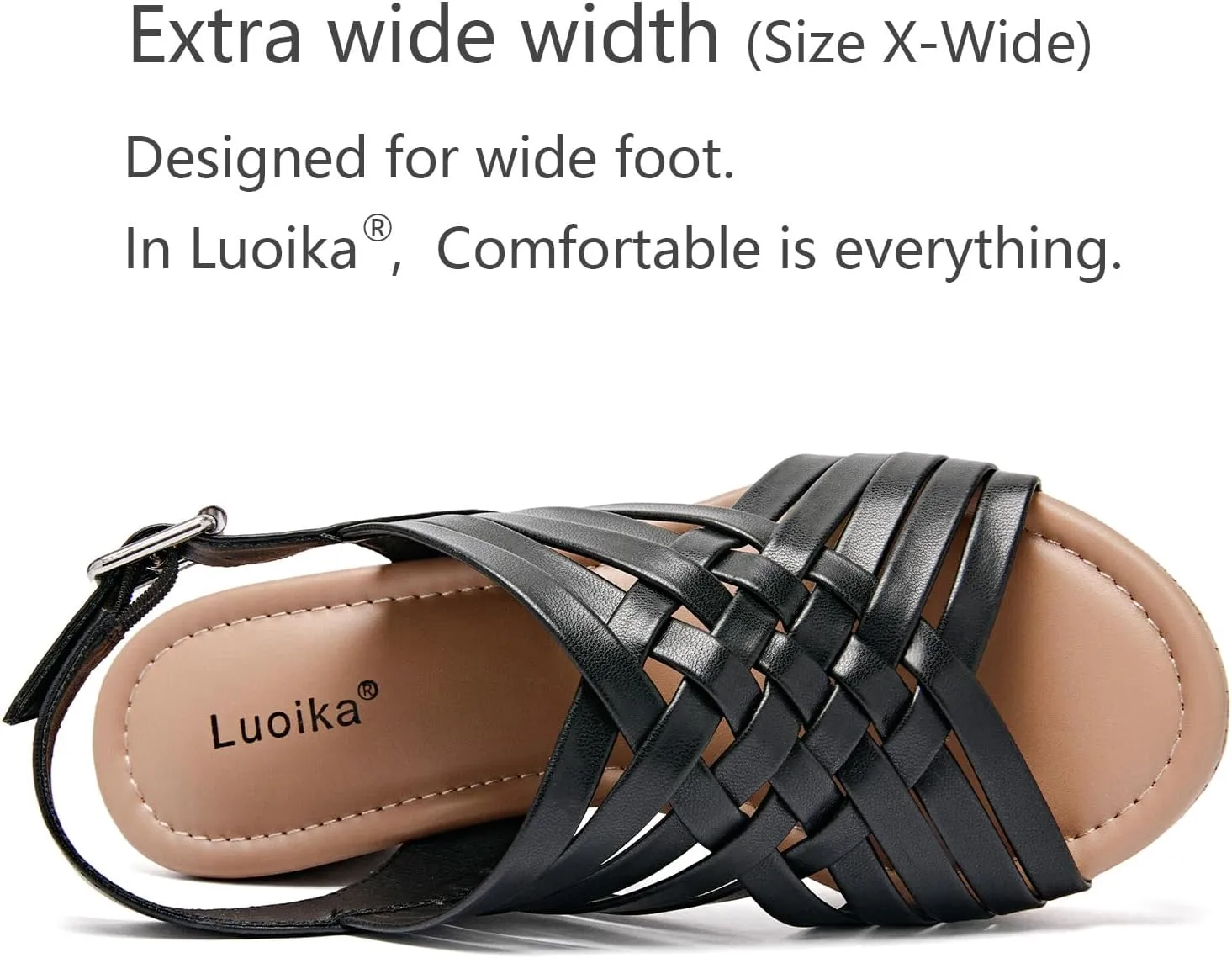 Luoika Women's Wide Width Wedge Sandals, Platform Wedge Pump Heel Ankle Strap Open Toe Women's Sandals Concise Casual Summer Shoes.