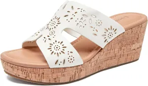 Luoika Women's Wide Width Wedge Slides Sandals, Slip on Plateform Wedge Pump Heel Casual Summer Sandals for Women.