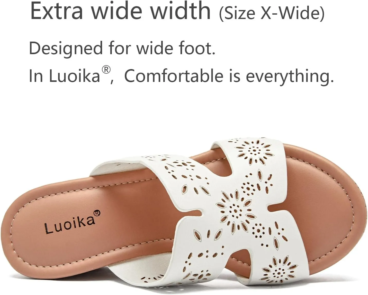 Luoika Women's Wide Width Wedge Slides Sandals, Slip on Plateform Wedge Pump Heel Casual Summer Sandals for Women.