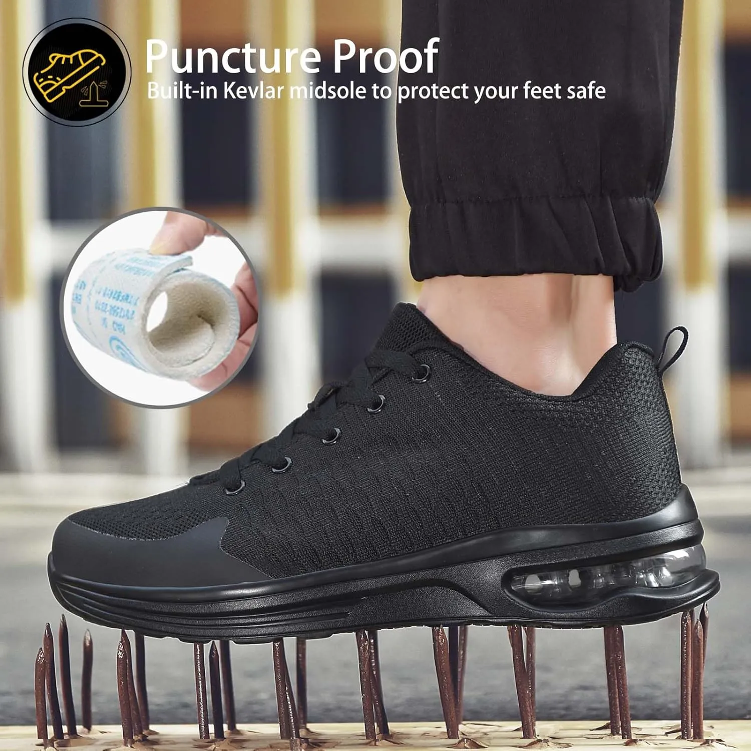 LUPWEE Steel Toe Shoes for Men Women, Slip Resistant Safety Work Shoes Puncture Proof Comfortable Indestructible Sneakers with Specialized Work Insole for Industry Construction Warehouse