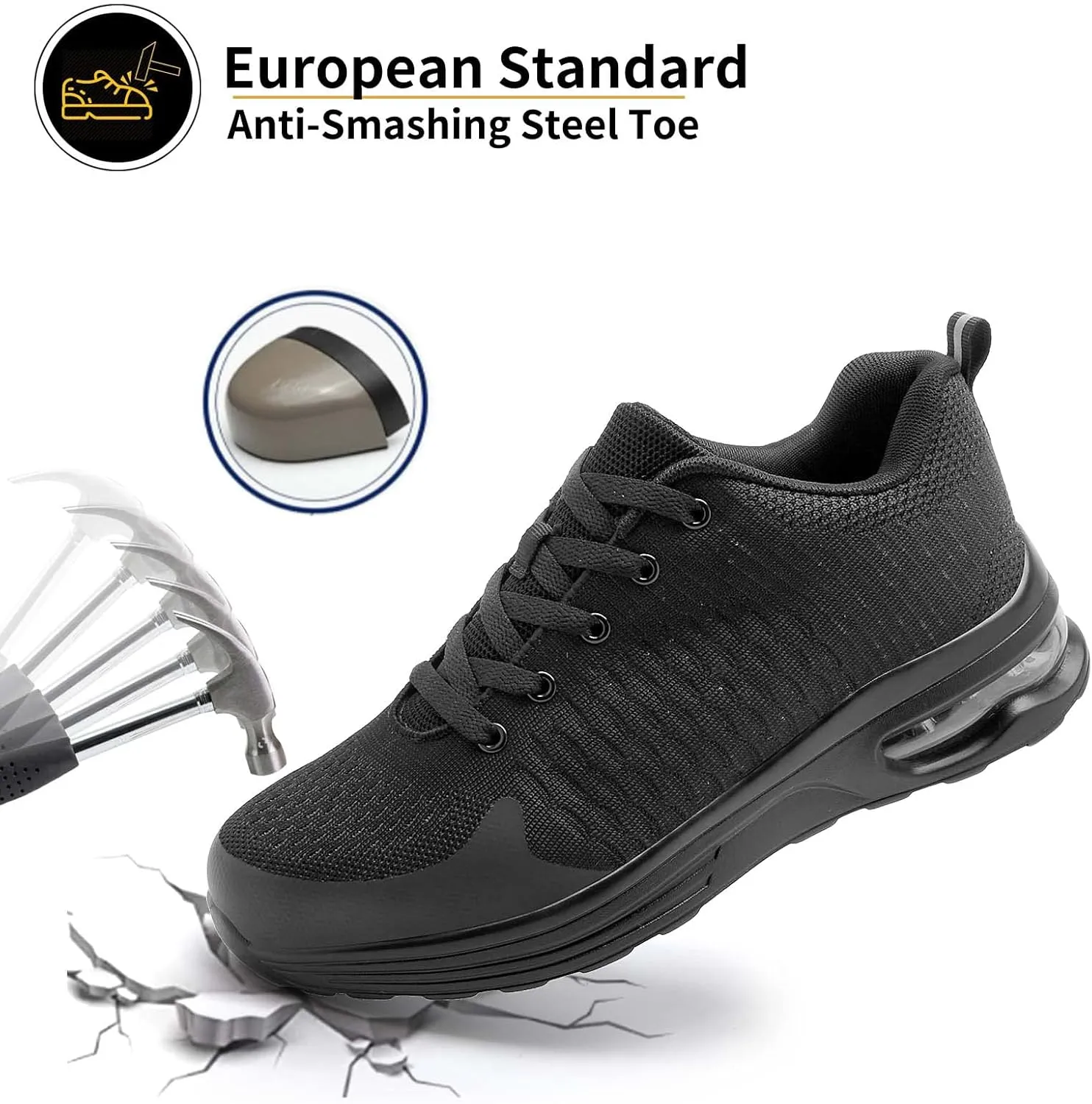 LUPWEE Steel Toe Shoes for Men Women, Slip Resistant Safety Work Shoes Puncture Proof Comfortable Indestructible Sneakers with Specialized Work Insole for Industry Construction Warehouse