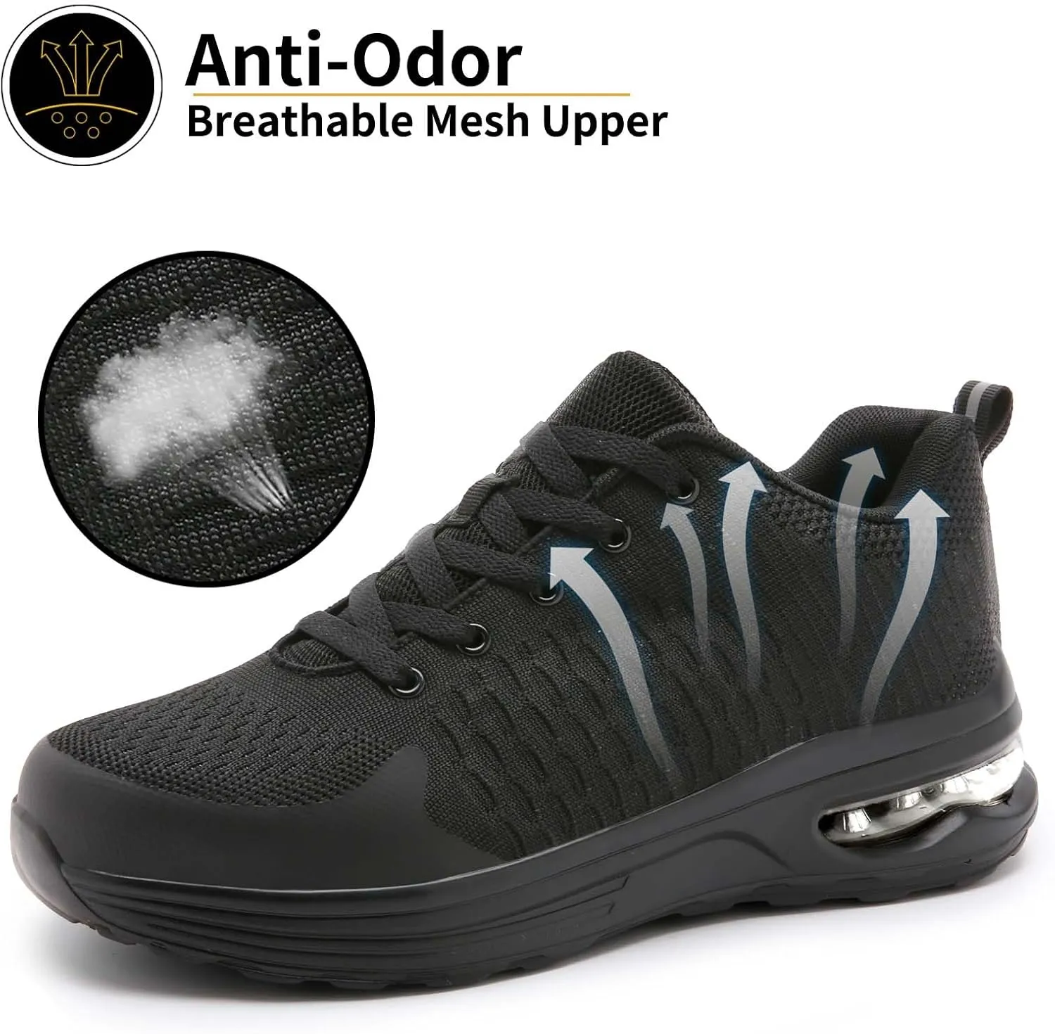 LUPWEE Steel Toe Shoes for Men Women, Slip Resistant Safety Work Shoes Puncture Proof Comfortable Indestructible Sneakers with Specialized Work Insole for Industry Construction Warehouse