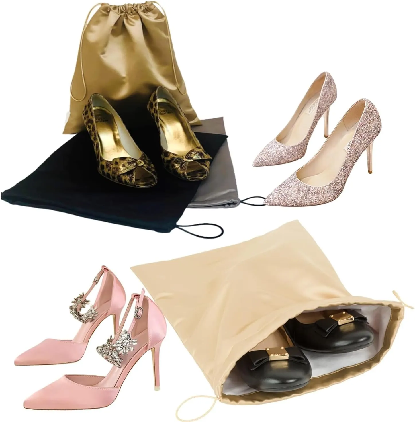 Luxury Shoe Bag | Travel Shoe Bag and Storage Shoe Bag - Gold - Large