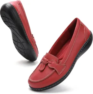 Maichal Loafers for Women Slip On Comfort Leather Tassel Dress Shoes
