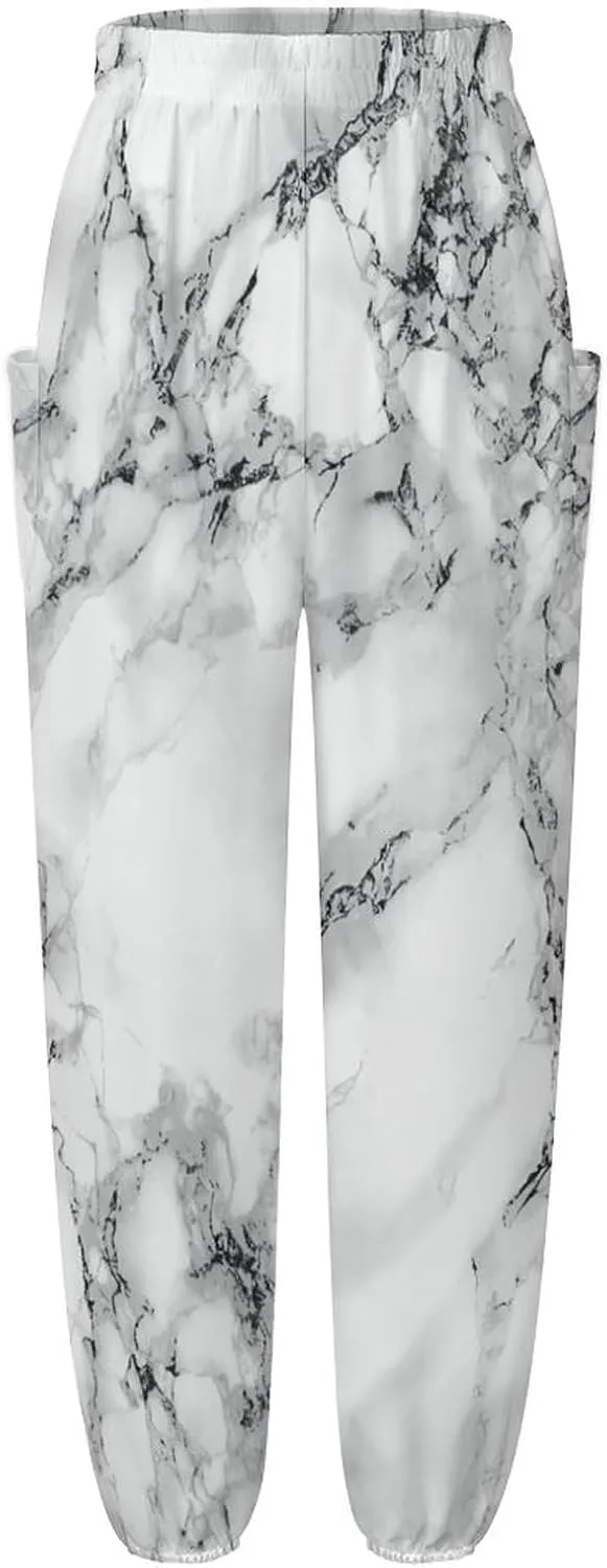 Marble Texture Yoga Bloomers Women Hippie Harem Pants Lantern Pants Elastic Gym Long Pants Casual Loose Sweatpants