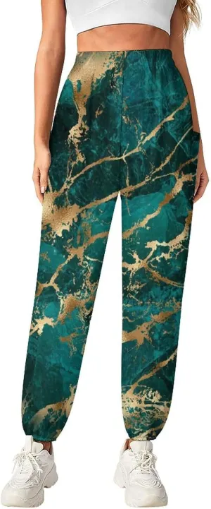 Marble Texture Yoga Bloomers Women Hippie Harem Pants Lantern Pants Elastic Gym Long Pants Casual Loose Sweatpants