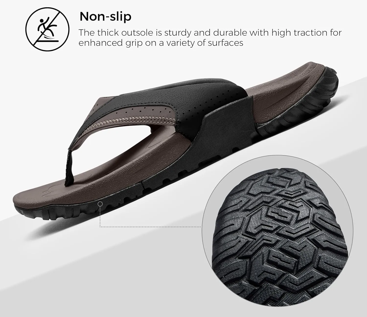 Mens Arch Support Walking Flip Flops Durable Comfort Outdoor Thong Sandals for Men Non Slip Summer Beach Sandals