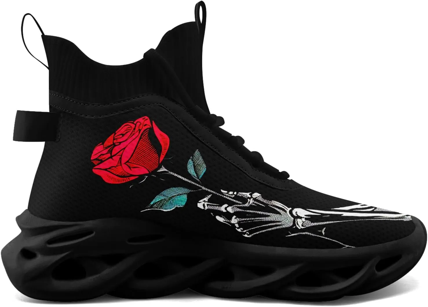 Men's Athletic High Top Walking Shoes Non Slip Skull Lightweight Fashion Sneakers for Women Hip Hop Cushion Running Shoes