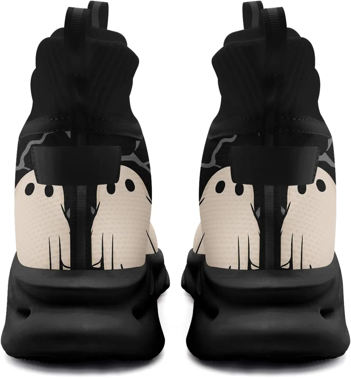 Men's Athletic High Top Walking Shoes Non Slip Skull Lightweight Fashion Sneakers for Women Hip Hop Cushion Running Shoes