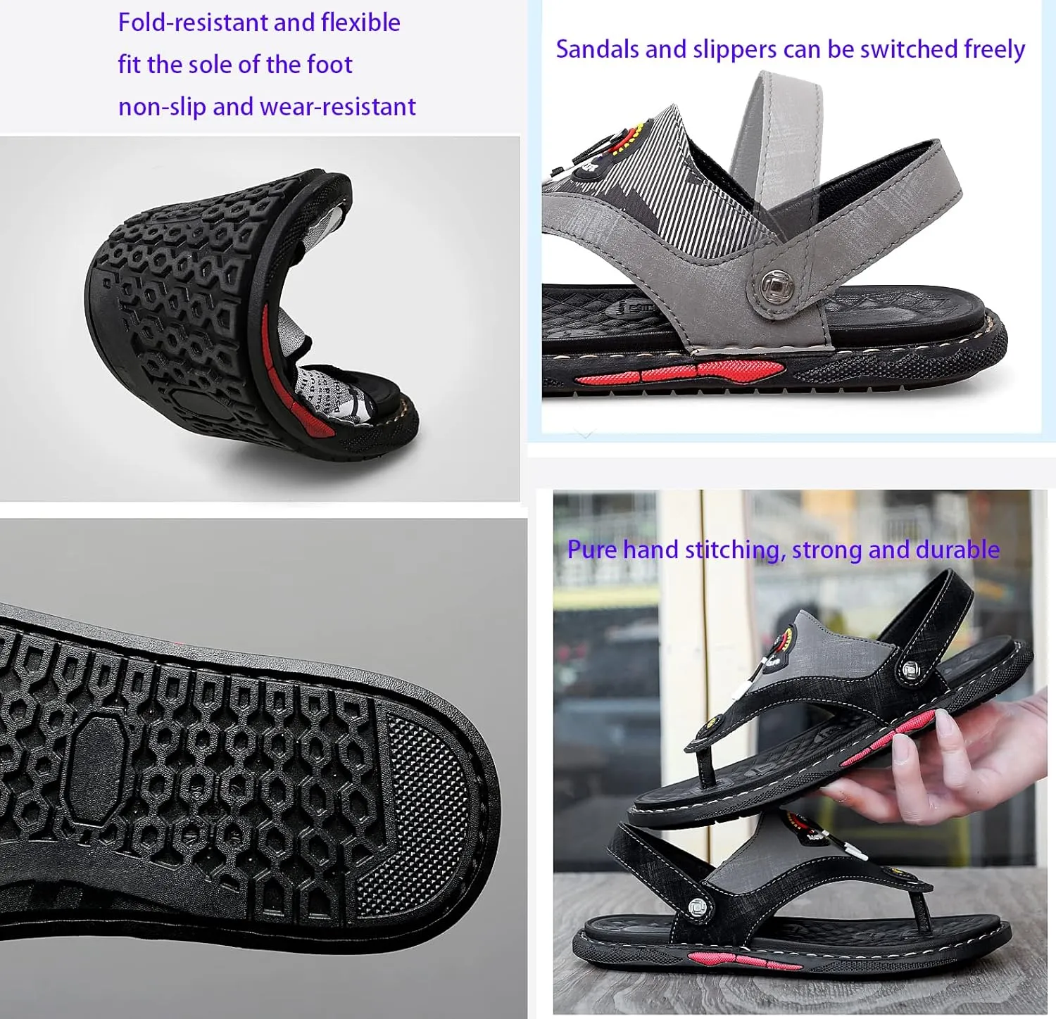 Men's Beach Sandals Handmade Sandals Fishing Outdoor Adjustable Casual Walking Shoes