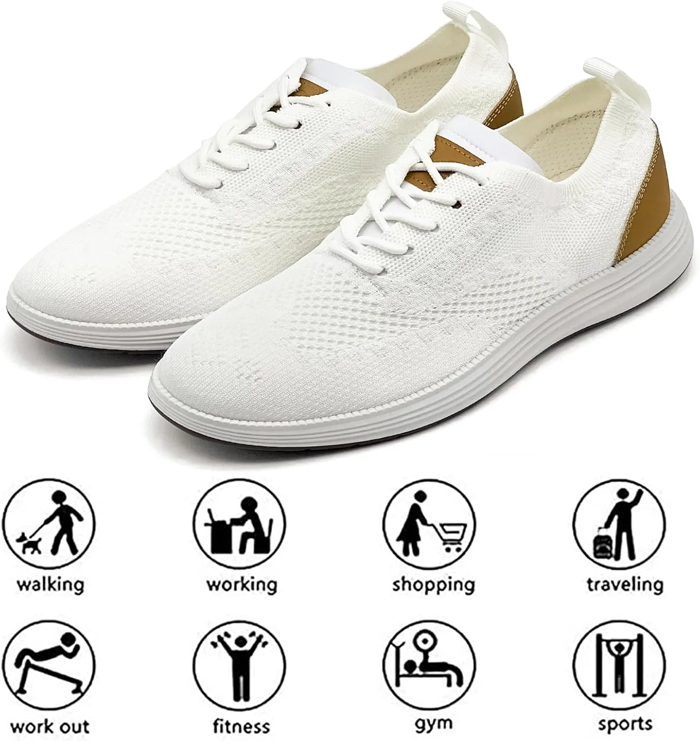 Men's Casual Dress Sneakers Oxfords Lace-Up Mesh Breathable Lightweight Fashion Walking Shoes Tennis Comfortable