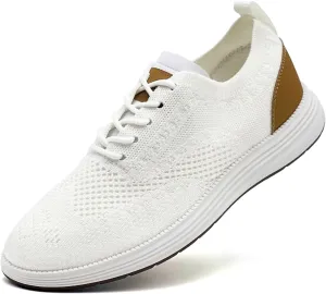 Men's Casual Dress Sneakers Oxfords Lace-Up Mesh Breathable Lightweight Fashion Walking Shoes Tennis Comfortable