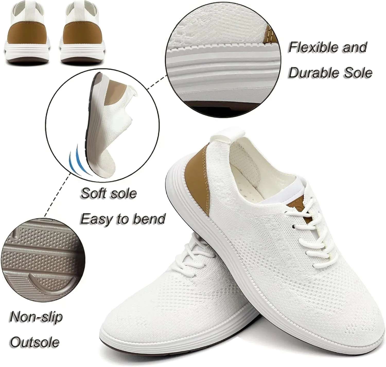 Men's Casual Dress Sneakers Oxfords Lace-Up Mesh Breathable Lightweight Fashion Walking Shoes Tennis Comfortable