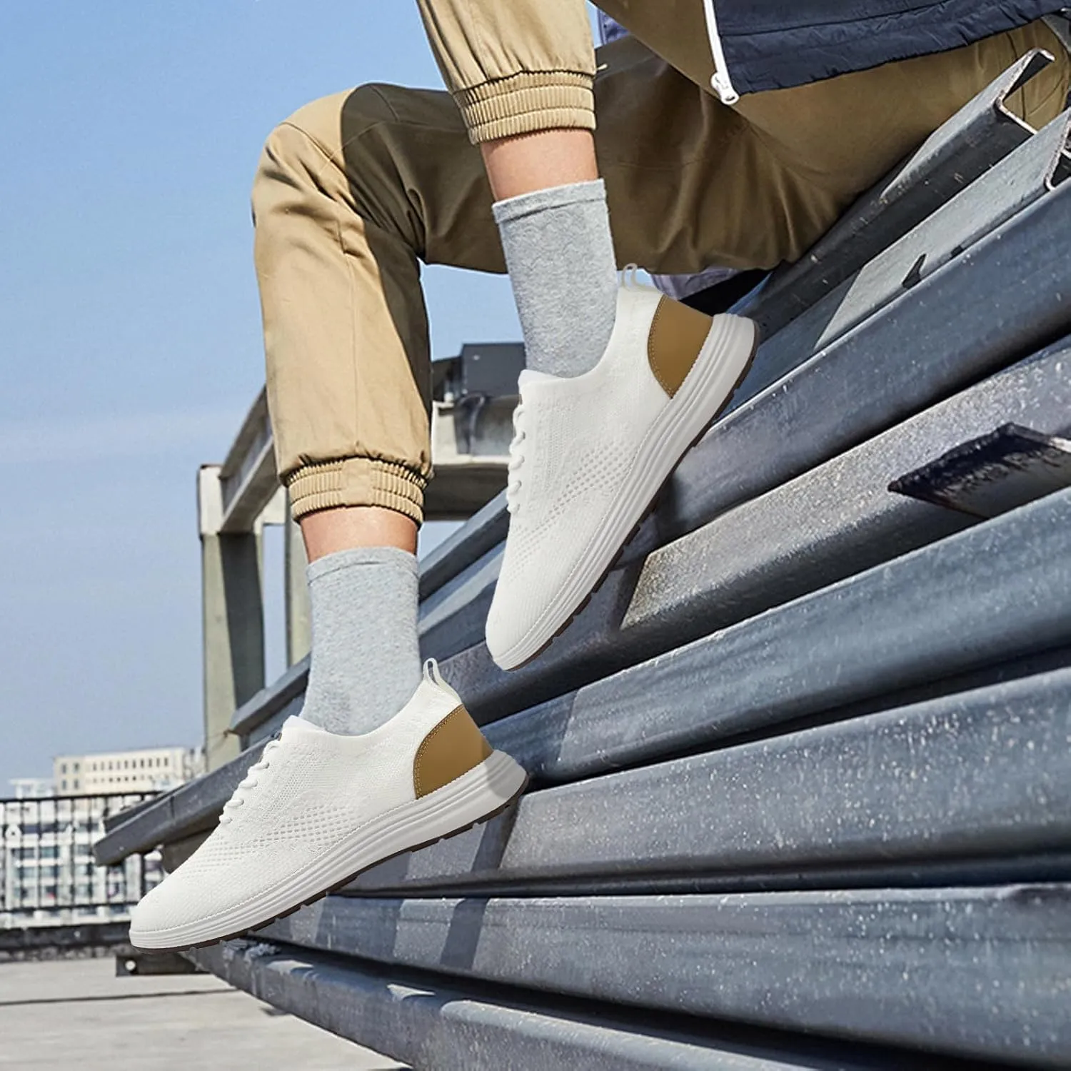 Men's Casual Dress Sneakers Oxfords Lace-Up Mesh Breathable Lightweight Fashion Walking Shoes Tennis Comfortable
