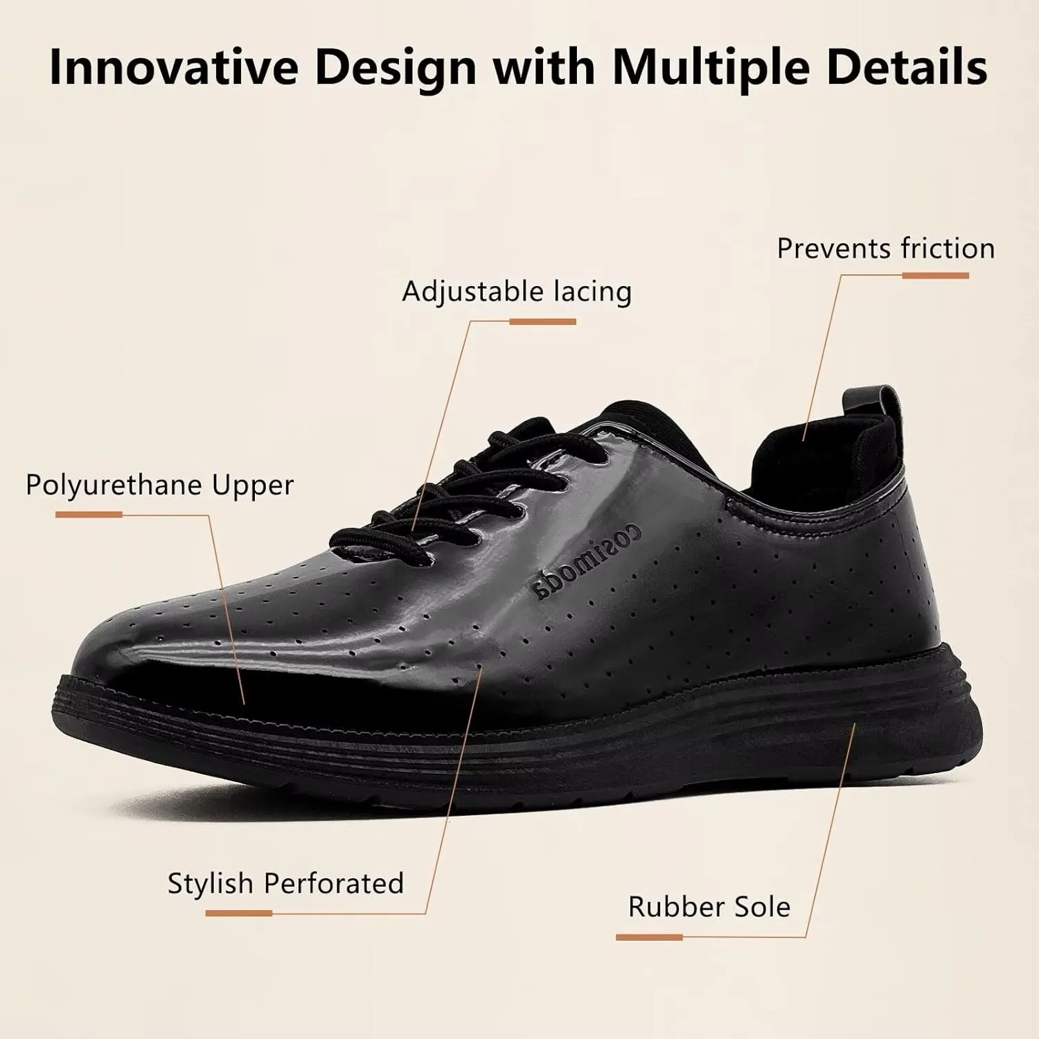 Men's Dress Shoes Patent Leather Tuxedo Shiny Glossy Wide Width Sneakers Casual Business Tennis Black Burgundy