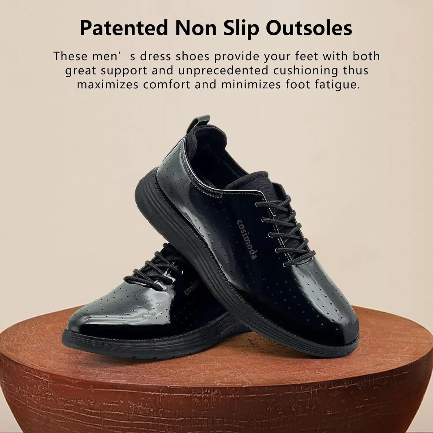 Men's Dress Shoes Patent Leather Tuxedo Shiny Glossy Wide Width Sneakers Casual Business Tennis Black Burgundy