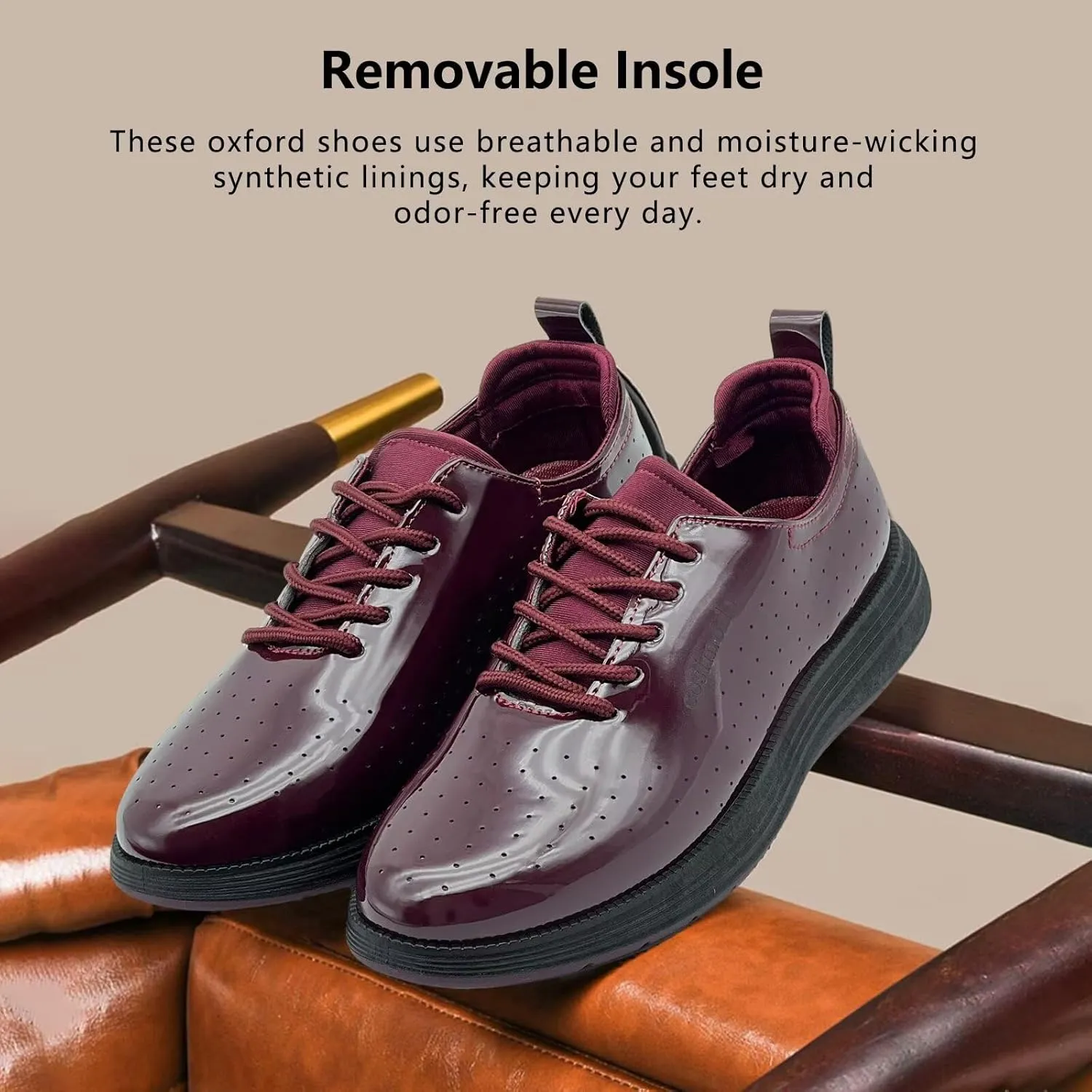 Men's Dress Shoes Patent Leather Tuxedo Shiny Glossy Wide Width Sneakers Casual Business Tennis Black Burgundy