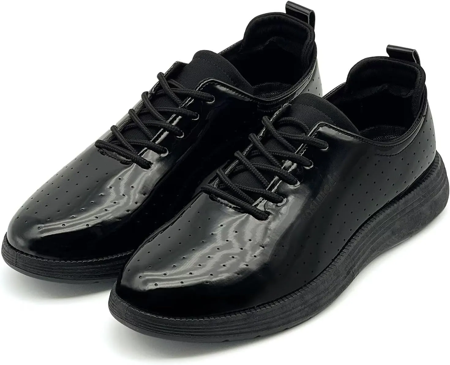 Men's Dress Shoes Patent Leather Tuxedo Shiny Glossy Wide Width Sneakers Casual Business Tennis Black Burgundy