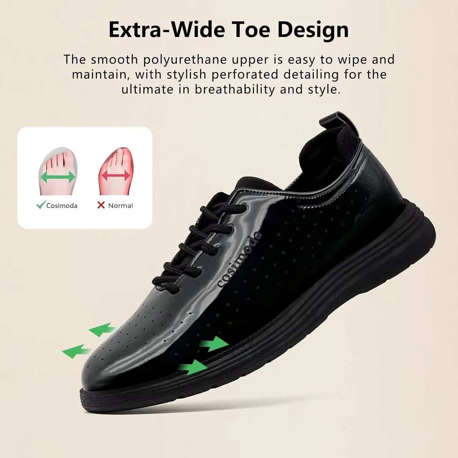 Men's Dress Shoes Patent Leather Tuxedo Shiny Glossy Wide Width Sneakers Casual Business Tennis Black Burgundy