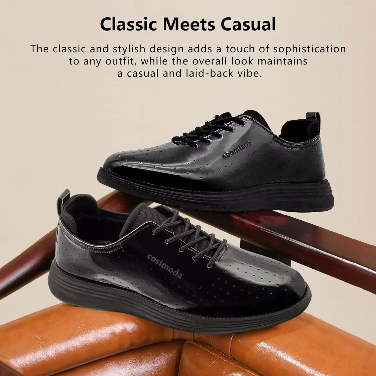 Men's Dress Shoes Patent Leather Tuxedo Shiny Glossy Wide Width Sneakers Casual Business Tennis Black Burgundy