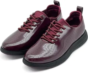 Men's Dress Shoes Patent Leather Tuxedo Shiny Glossy Wide Width Sneakers Casual Business Tennis Black Burgundy