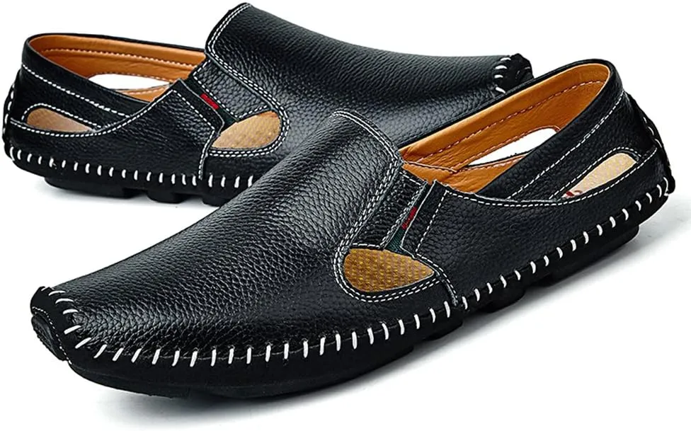 Men's Driving Shoes Leather Fashion Slipper Casual Slip on Loafers Shoes in Summer