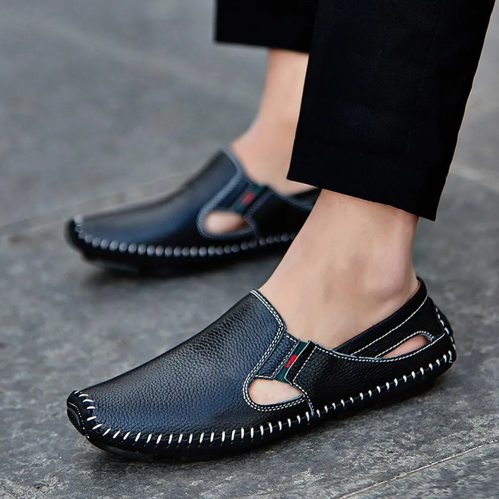 Men's Driving Shoes Leather Fashion Slipper Casual Slip on Loafers Shoes in Summer