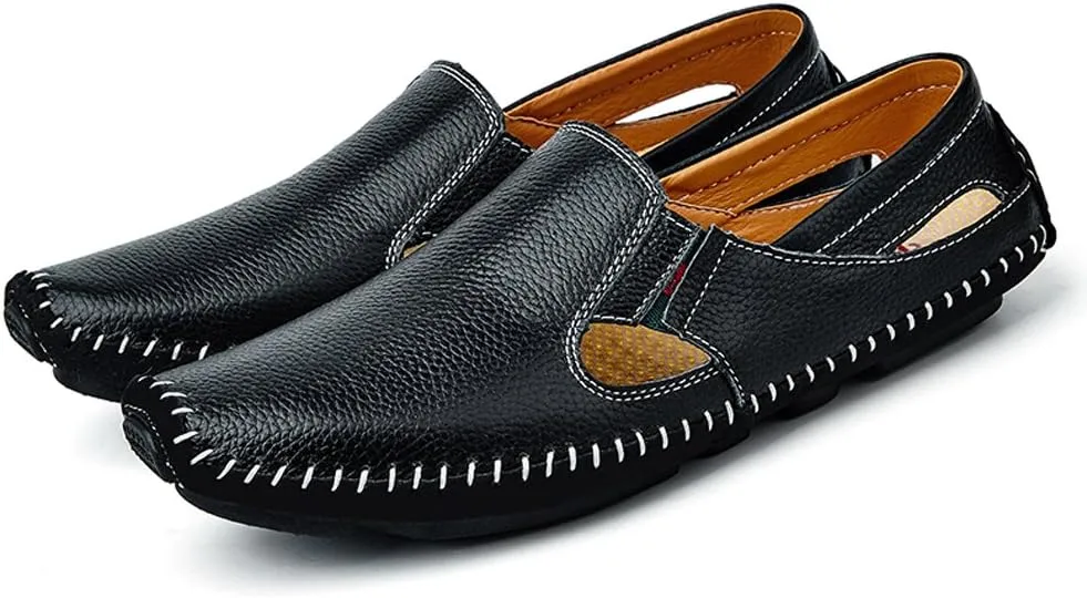 Men's Driving Shoes Leather Fashion Slipper Casual Slip on Loafers Shoes in Summer
