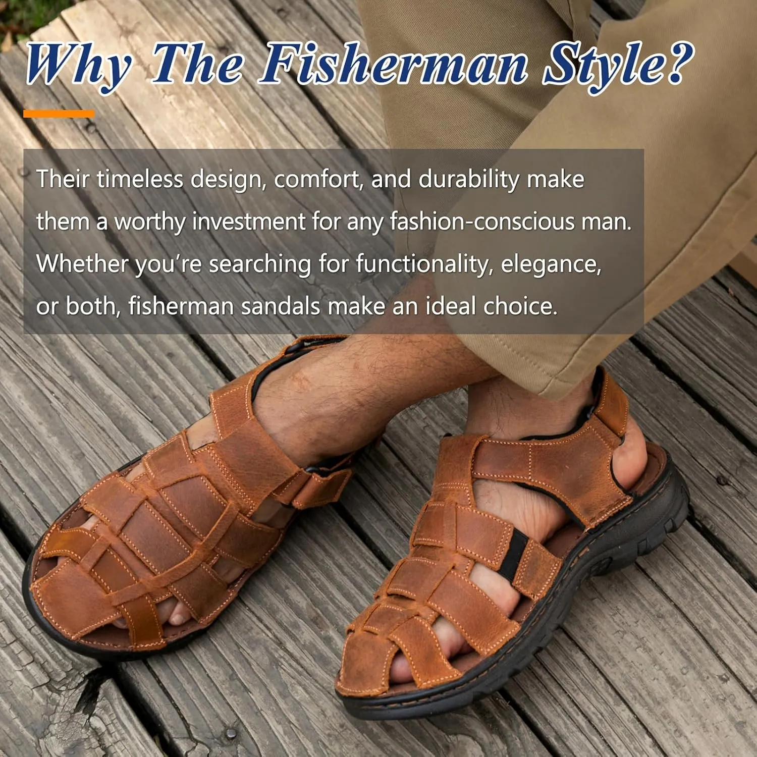 Mens Fisherman Leather Closed Toe Sandals Walking Dress Casual Sandalias Whith Memory Foam Summer Outdoor Athletic Adjustable Comfortable