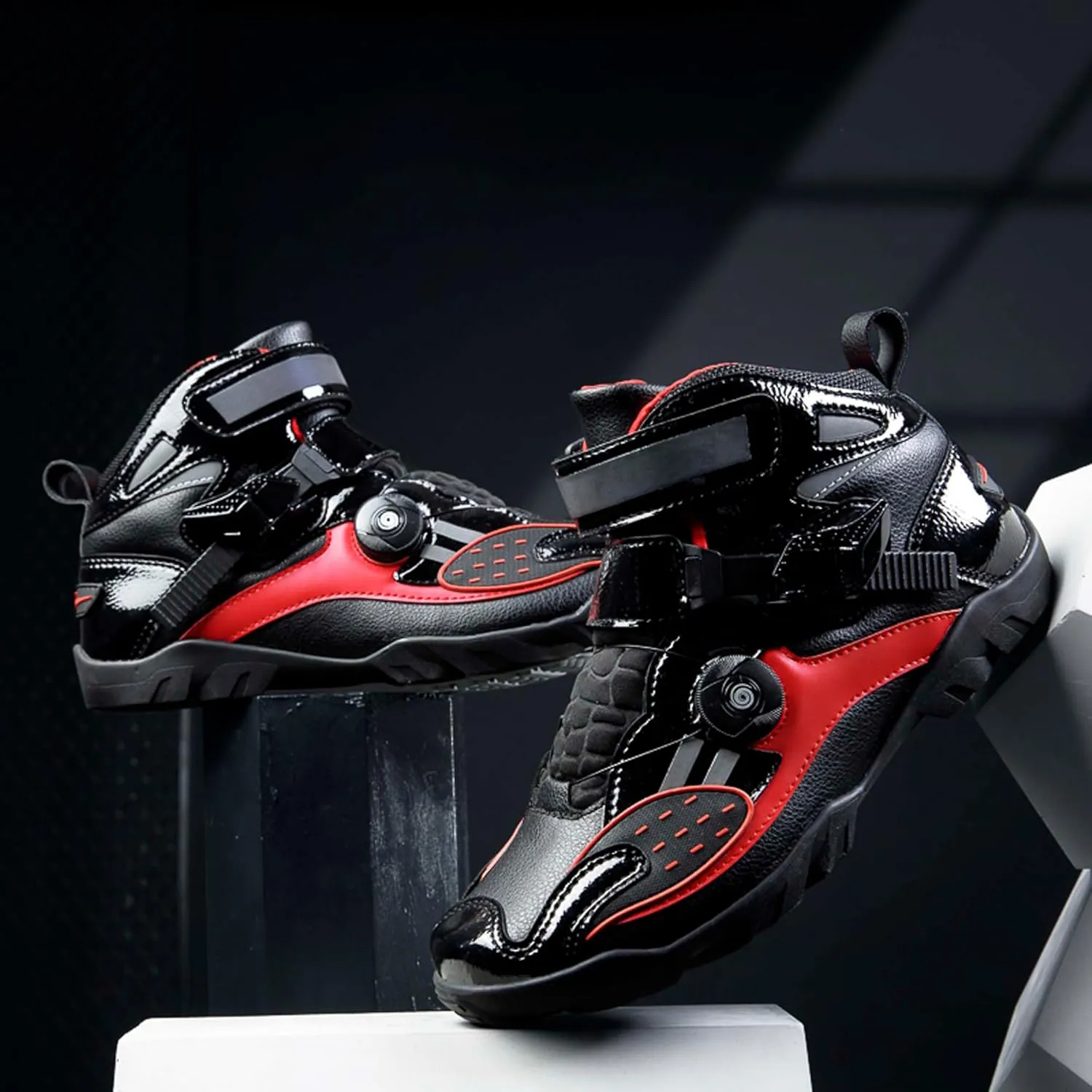 Men's Motorcycle Boots Slip Resistant Waterproof Motorcycle Combat Riding Boots Women's Fashion Motorcycle Short Boots Teenagers Street Racing Boots Outdoor Hiking Boots