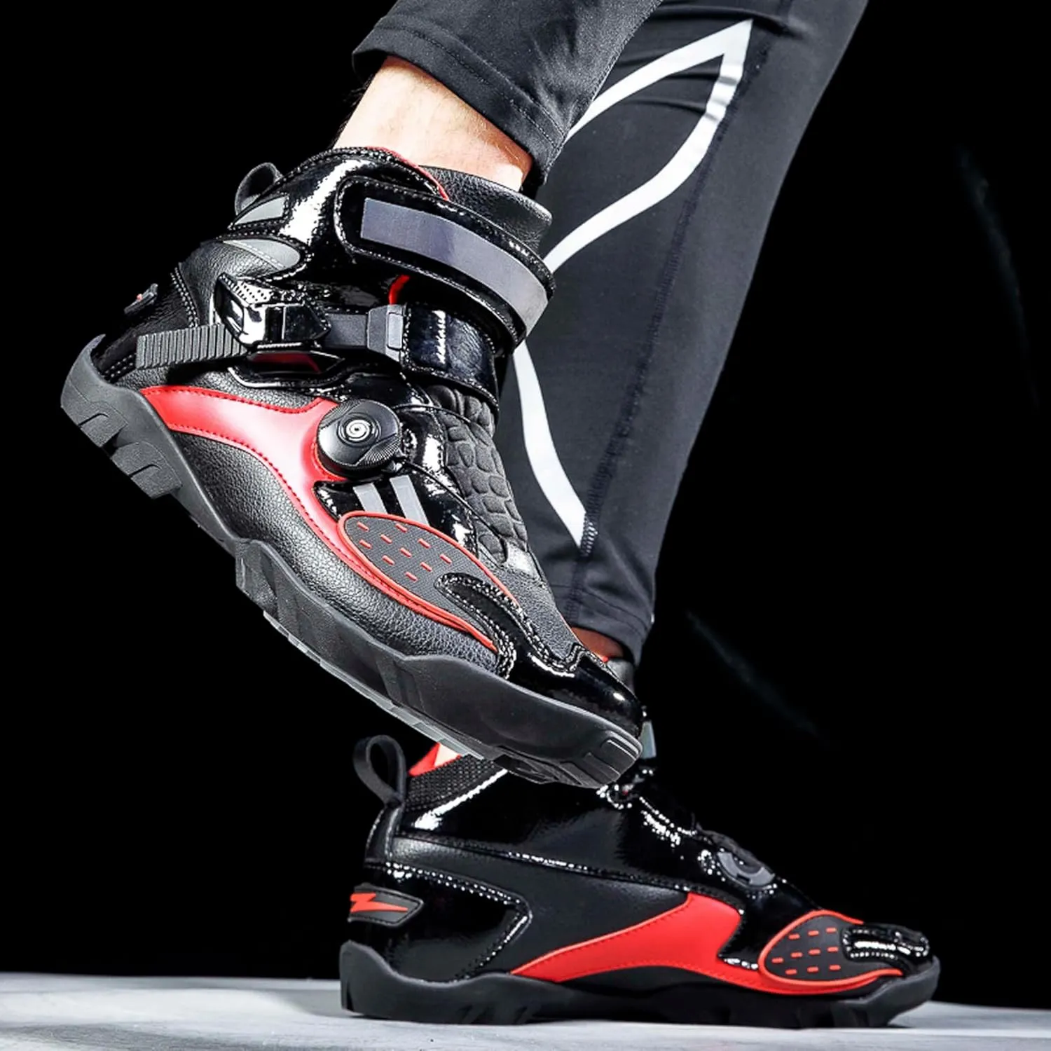 Men's Motorcycle Boots Slip Resistant Waterproof Motorcycle Combat Riding Boots Women's Fashion Motorcycle Short Boots Teenagers Street Racing Boots Outdoor Hiking Boots
