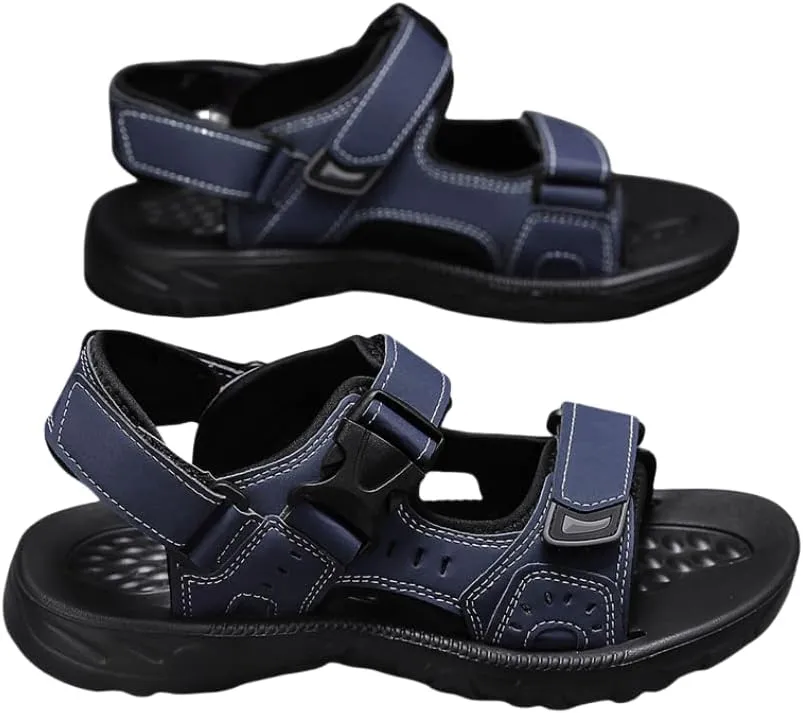 Men's Open Sandals with Buckle Strap, Durable Non Slip Outdoor Hiking Trekking Sandals, Comfy Beach Shoes, Spring and Summer