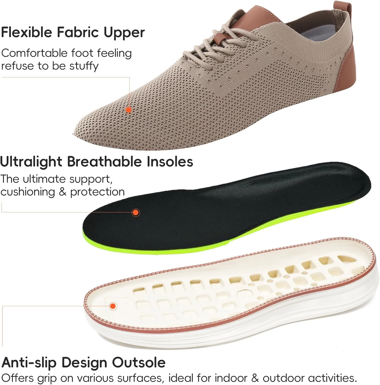 Mens Oxford Shoes, Comfortable Breathable Mesh Upper Fashion Dress Tennis Walking Sneakers Casual Lightweight Shoes for Men
