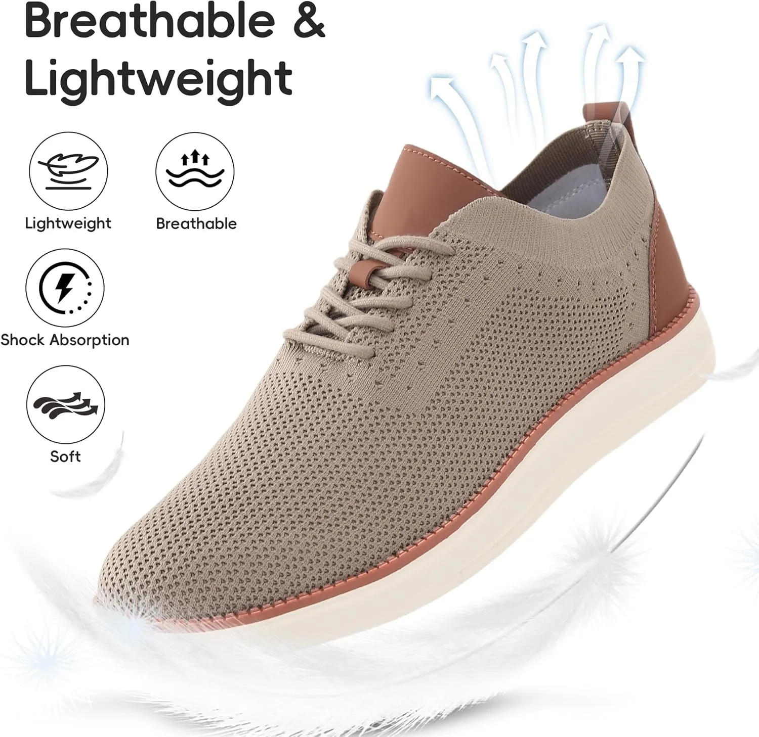 Mens Oxford Shoes, Comfortable Breathable Mesh Upper Fashion Dress Tennis Walking Sneakers Casual Lightweight Shoes for Men