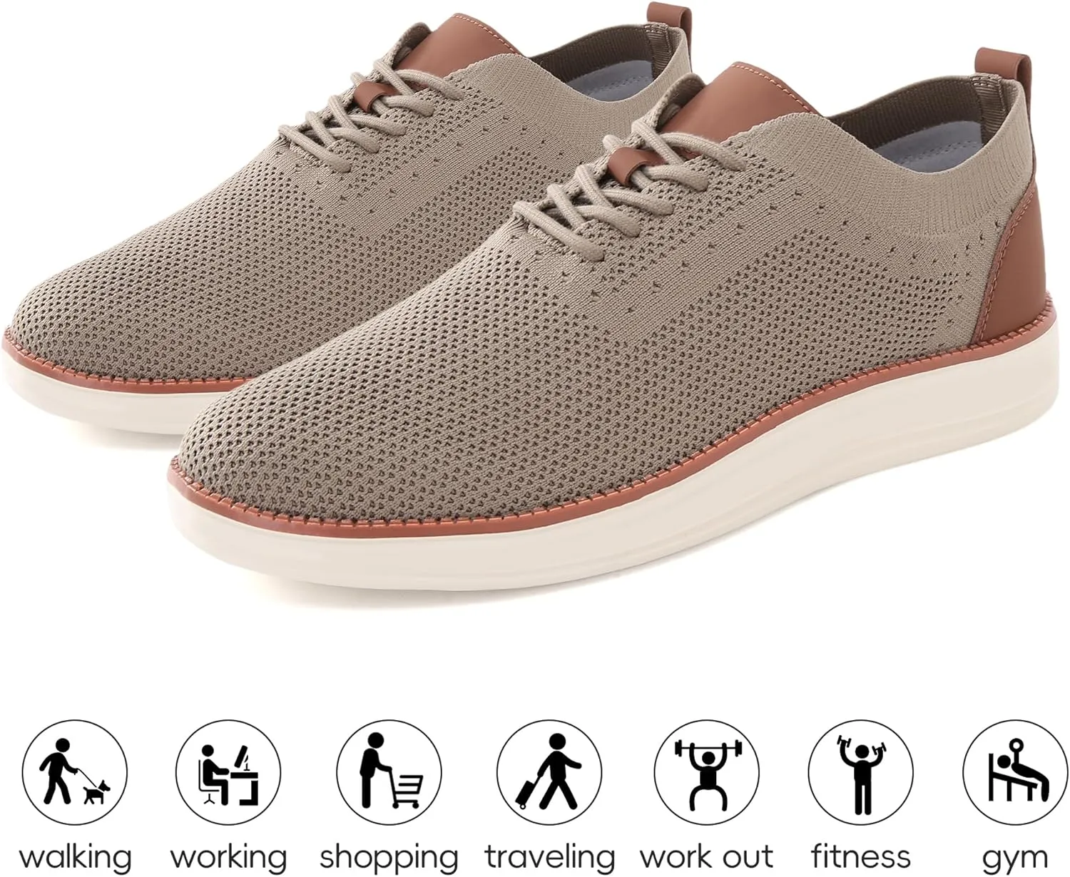 Mens Oxford Shoes, Comfortable Breathable Mesh Upper Fashion Dress Tennis Walking Sneakers Casual Lightweight Shoes for Men
