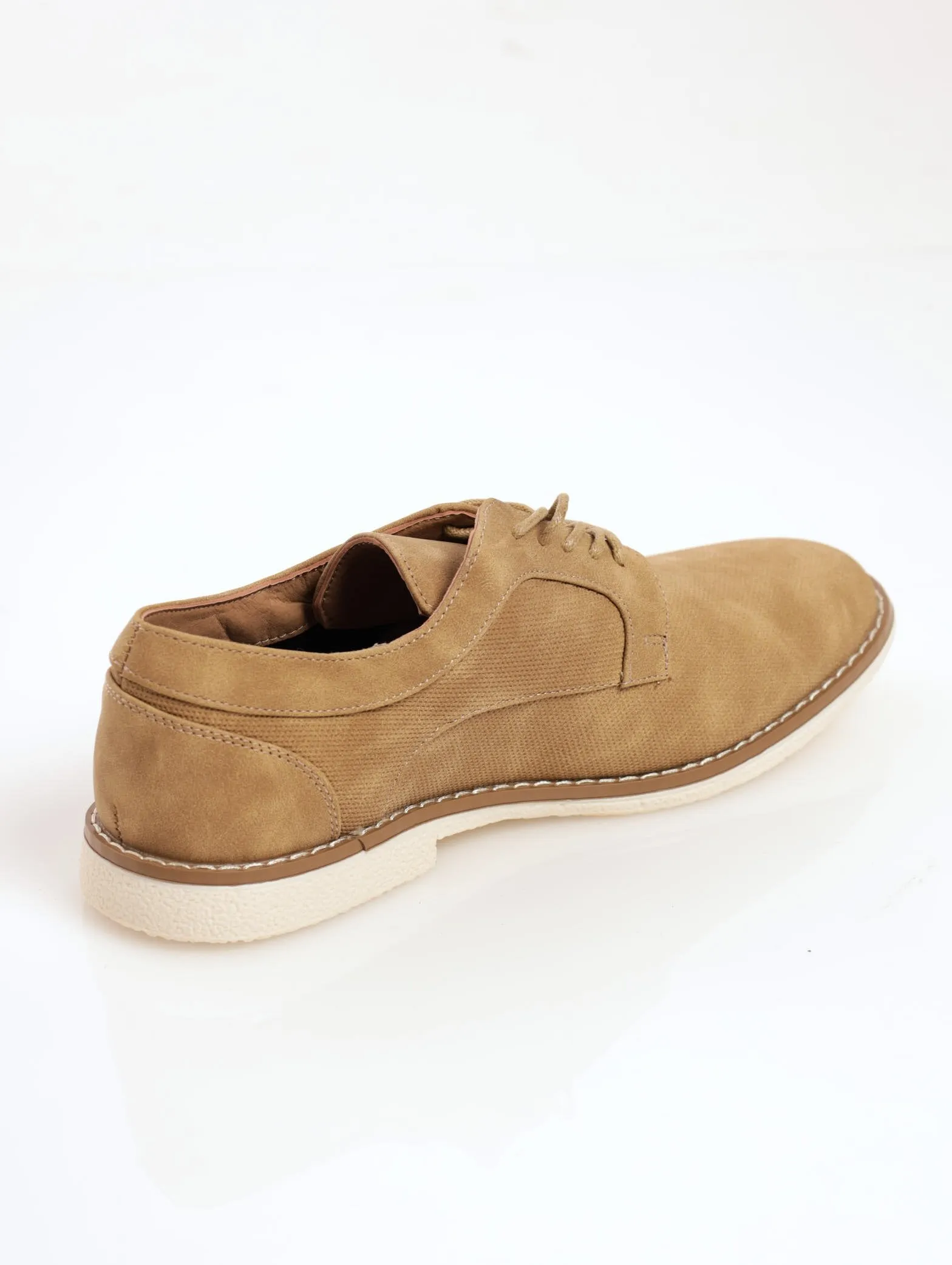 Men's Pin Punched Smart Casual Derby Shoe - Taupe