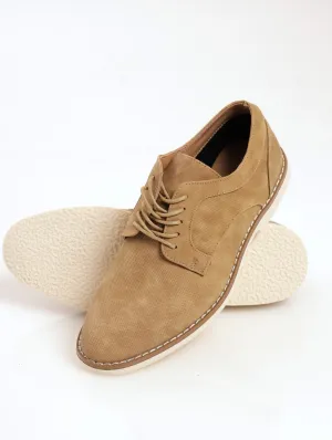 Men's Pin Punched Smart Casual Derby Shoe - Taupe