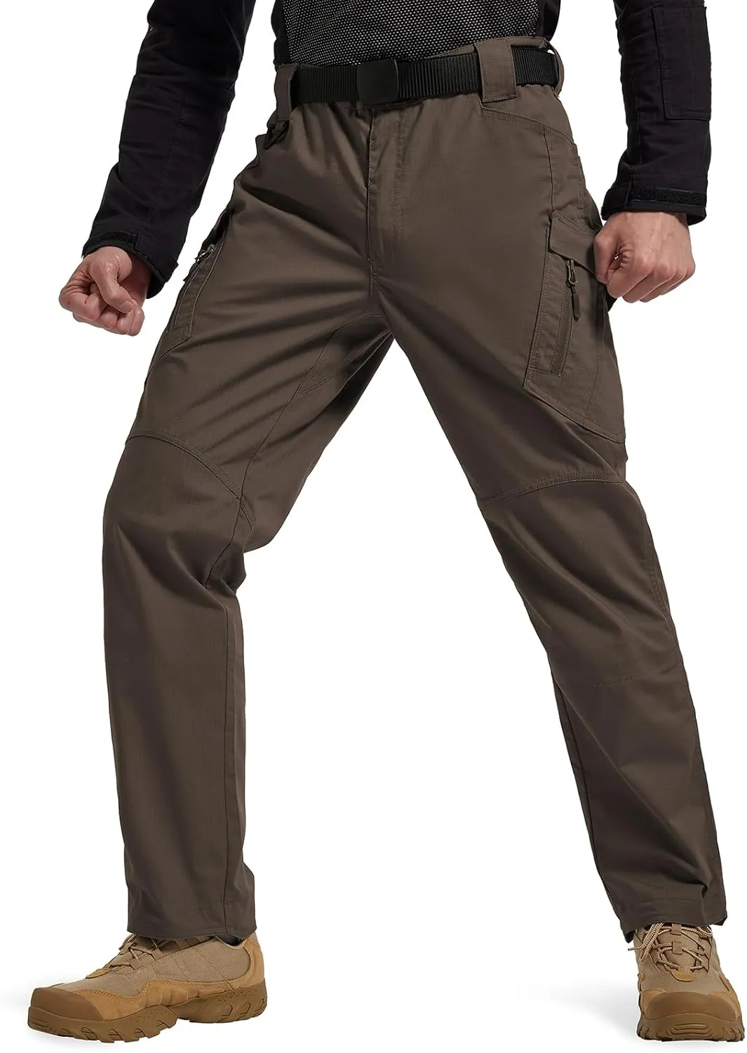 Men's Ripstop Tactical Pants Water Resistant Stretch Cargo Pants Lightweight EDC Hiking Work Pants