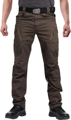 Men's Ripstop Tactical Pants Water Resistant Stretch Cargo Pants Lightweight EDC Hiking Work Pants