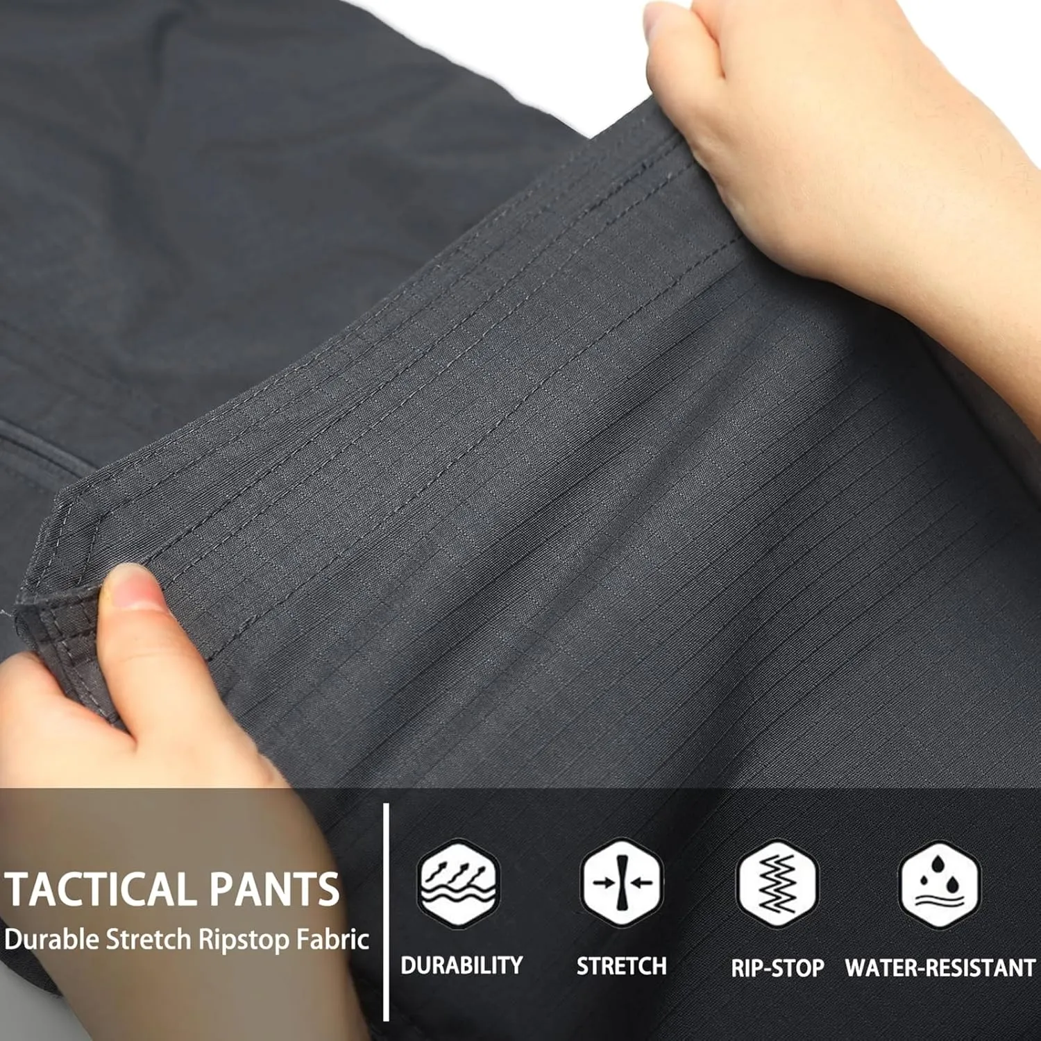 Men's Ripstop Tactical Pants Water Resistant Stretch Cargo Pants Lightweight EDC Hiking Work Pants